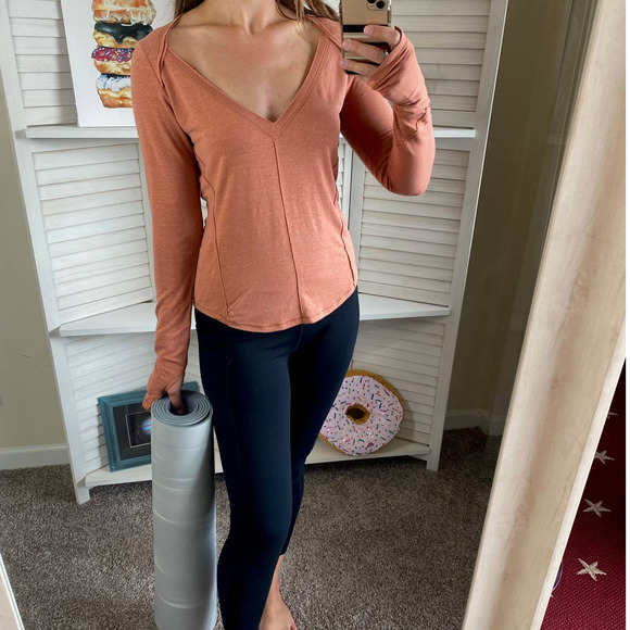 Free People Tops - Free People Movement orange long sleeve top